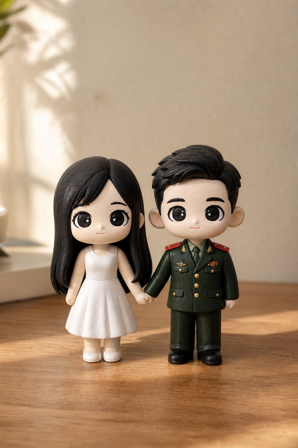 Custom couple chibi figurines from customer proof assets