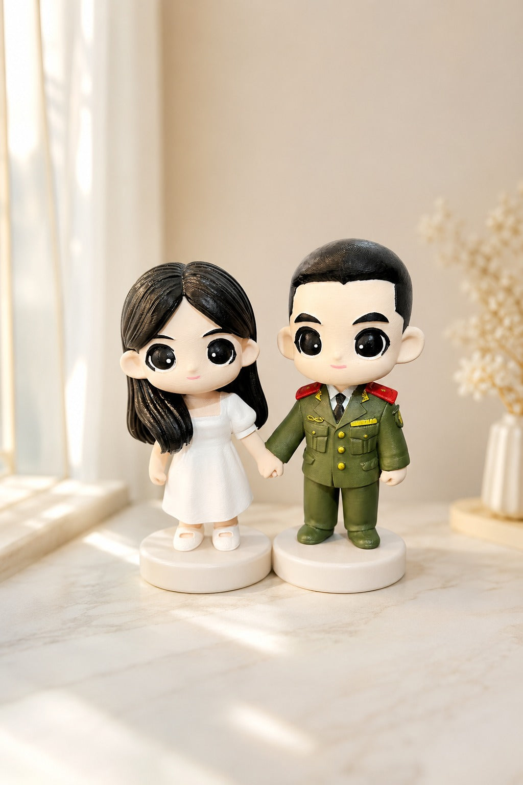 Wedding-style custom couple figurine example from customer photo notes
